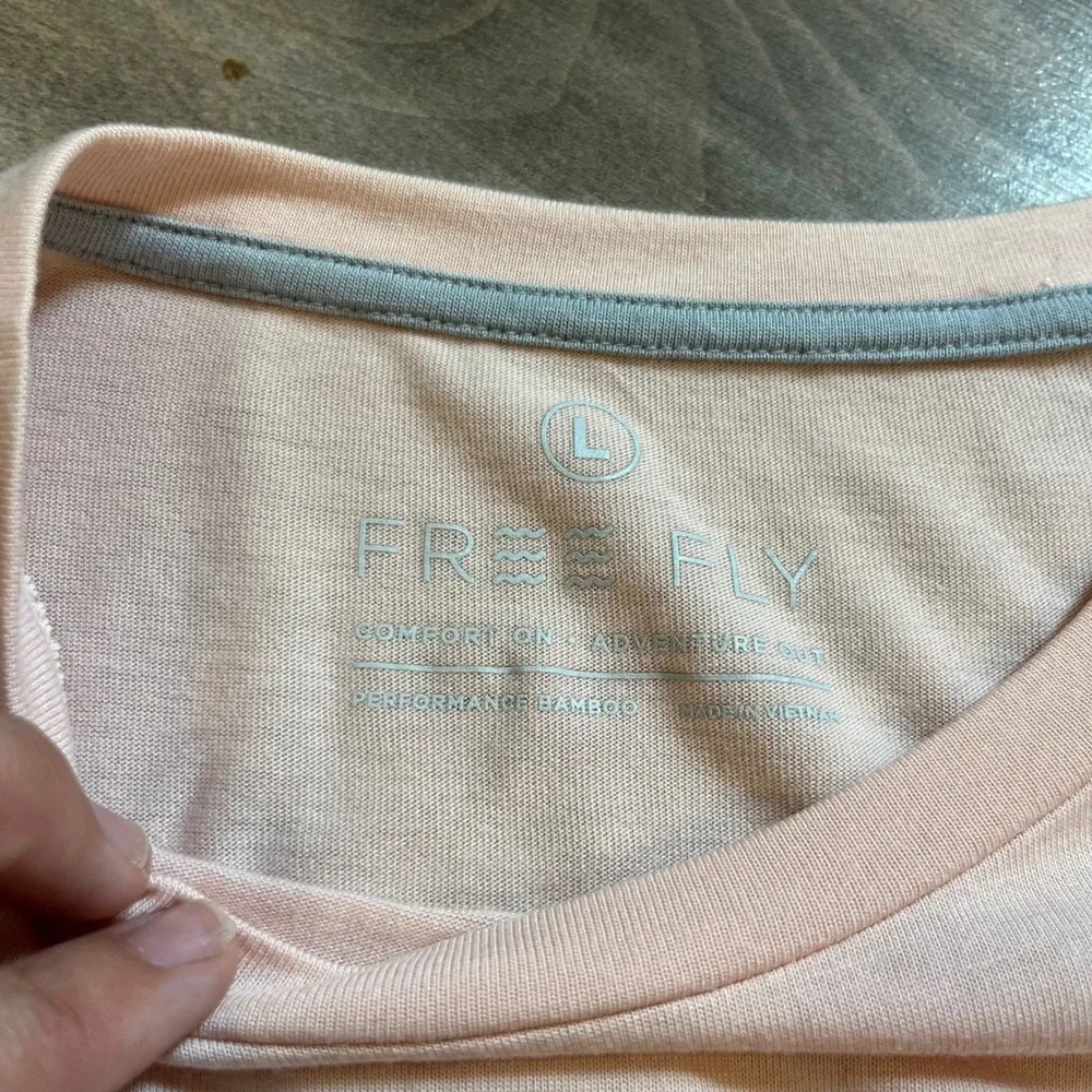 Free Fly Women Bamboo Performance Long Sleeve Shirt Peach Pink Large Bin o-74